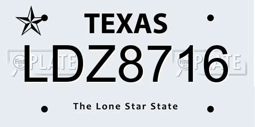 LDZ8716 Texas License Plate