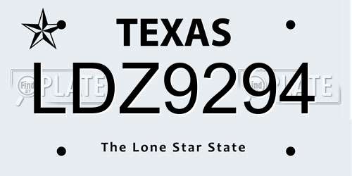 LDZ9294 Texas License Plate