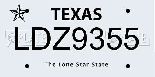 LDZ9355 Texas License Plate