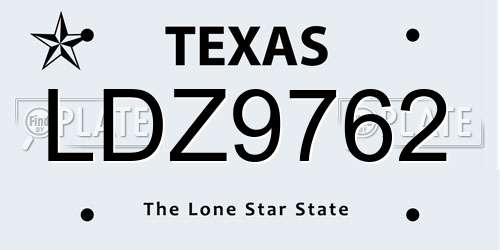 LDZ9762 Texas License Plate