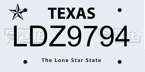 LDZ9794 Texas License Plate