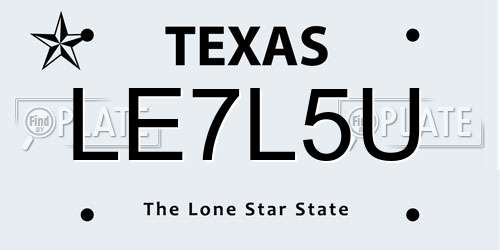 LE7L5U Texas License Plate