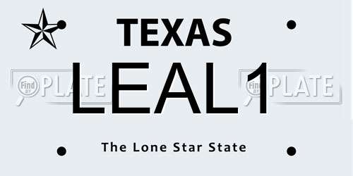 LEAL1 Texas License Plate