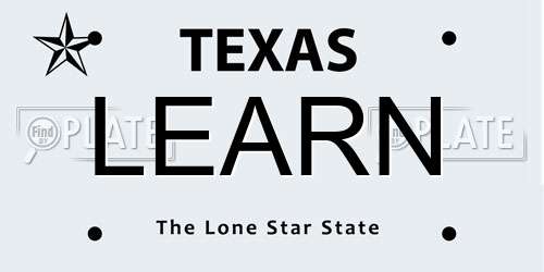 LEARN Texas License Plate
