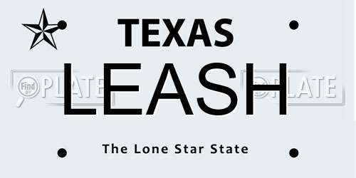 LEASH Texas License Plate