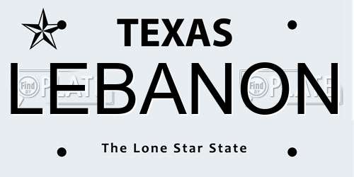LEBANON Texas License Plate