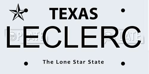 LECLERC Texas License Plate