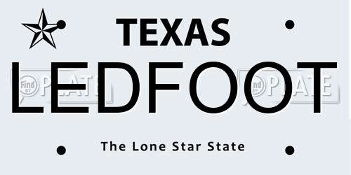 LEDFOOT Texas License Plate