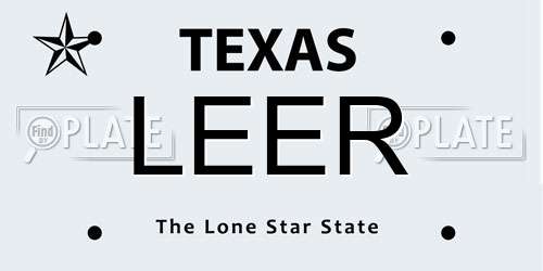 LEER Texas License Plate
