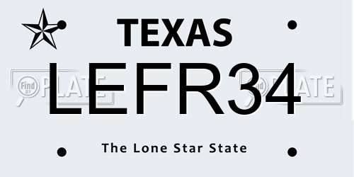 LEFR34 Texas License Plate