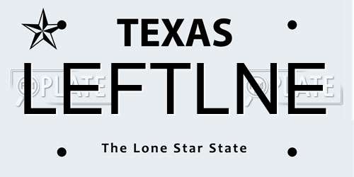 LEFTLNE Texas License Plate