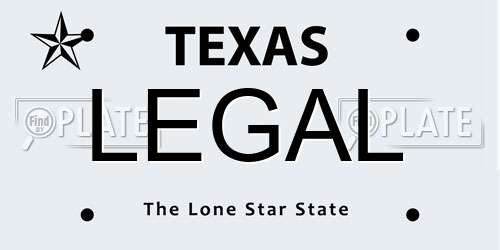LEGAL Texas License Plate