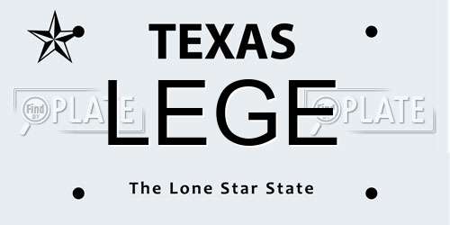 LEGE Texas License Plate