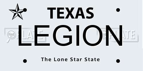 LEGION Texas License Plate