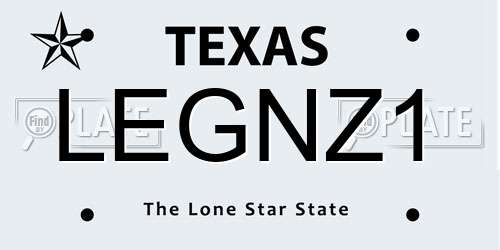 LEGNZ1 Texas License Plate