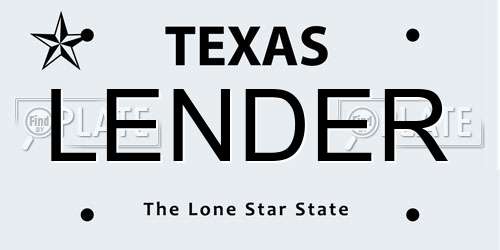 LENDER Texas License Plate