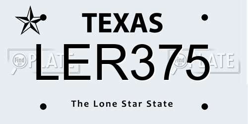 LER375 Texas License Plate