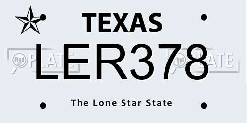 LER378 Texas License Plate