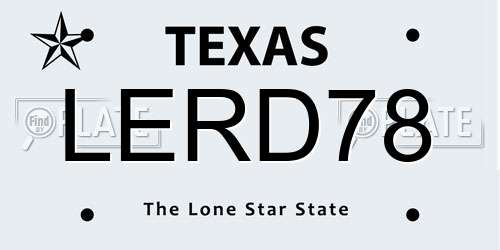 LERD78 Texas License Plate