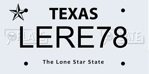LERE78 Texas License Plate