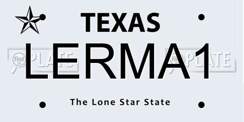 LERMA1 Texas License Plate