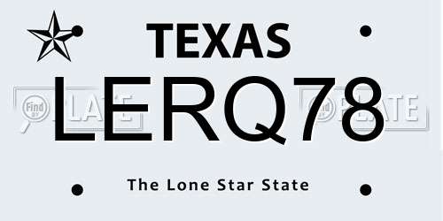 LERQ78 Texas License Plate