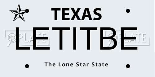 LETITBE Texas License Plate