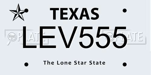 LEV555 Texas License Plate