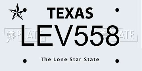 LEV558 Texas License Plate