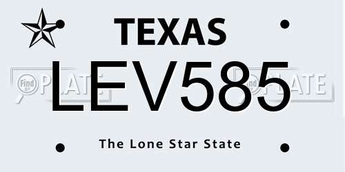 LEV585 Texas License Plate