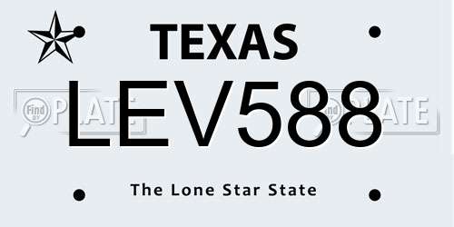 LEV588 Texas License Plate