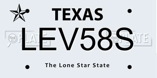 LEV58S Texas License Plate