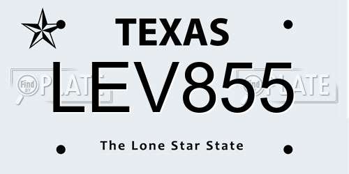 LEV855 Texas License Plate