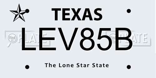 LEV85B Texas License Plate