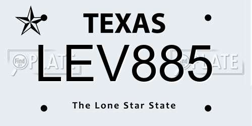 LEV885 Texas License Plate