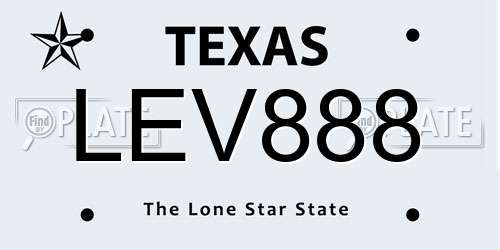 LEV888 Texas License Plate