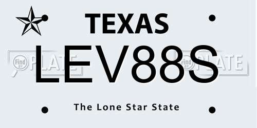 LEV88S Texas License Plate