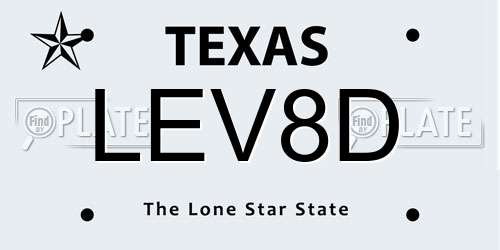 LEV8D Texas License Plate