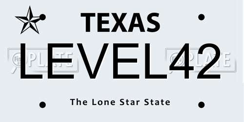 LEVEL42 Texas License Plate