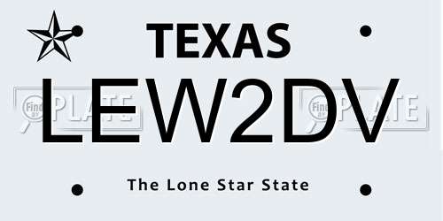 LEW2DV Texas License Plate