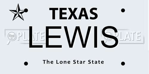 LEWIS Texas License Plate