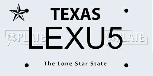 LEXU5 Texas License Plate