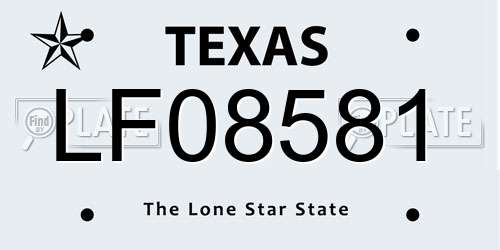 LF08581 Texas License Plate