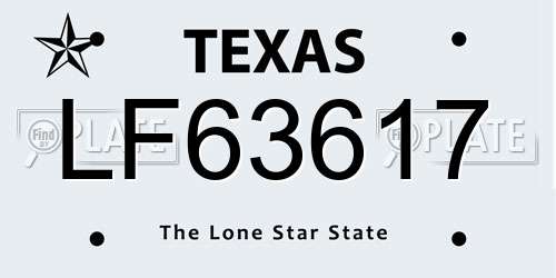 LF63617 Texas License Plate