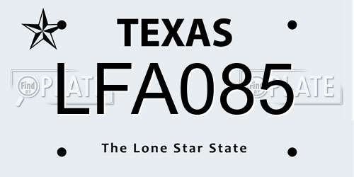 LFA085 Texas License Plate