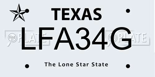 LFA34G Texas License Plate