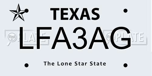 LFA3AG Texas License Plate