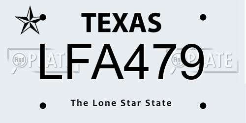 LFA479 Texas License Plate