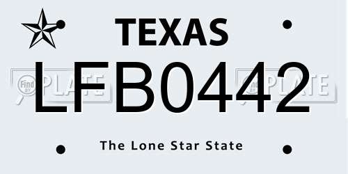 LFB0442 Texas License Plate