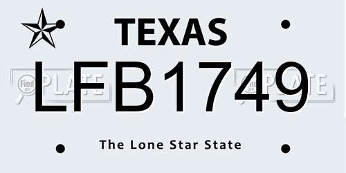 LFB1749 Texas License Plate